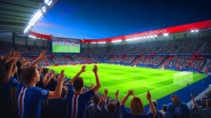 Illustration de la retransmission de la finale de la Ligue des champions au Parc des Princes. Image réalisée par IA.