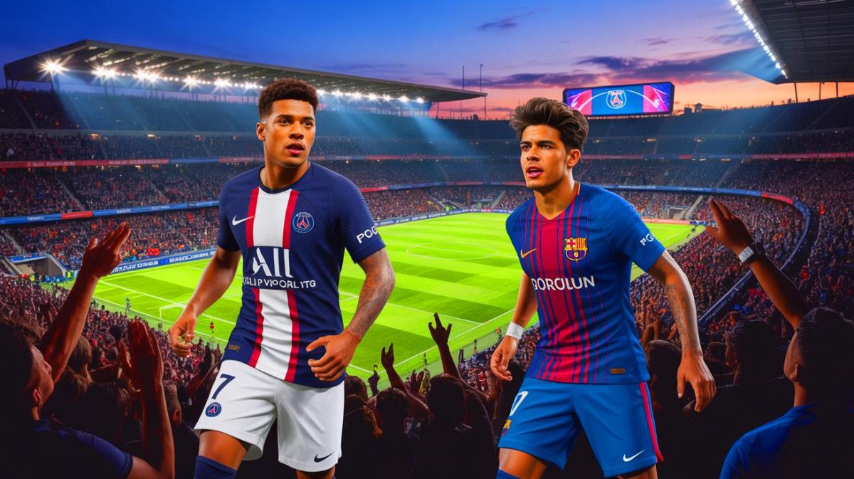 Illustration de la rivalité entre Ousmane Dembélé et Lamine Yamal pour le Ballon d'Or 2025. Image réalisée par IA.