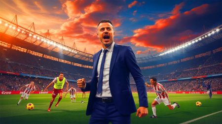 Illustration de Luis Enrique défendant fièrement la Ligue 1 après la qualification du PSG pour la finale de la Ligue des champions (création par IA, non réaliste). Crédit : Ideogram