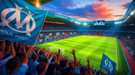 Illustration de l'Olympique de Marseille en tête du classement historique de la Ligue 1. Image réalisée par IA.