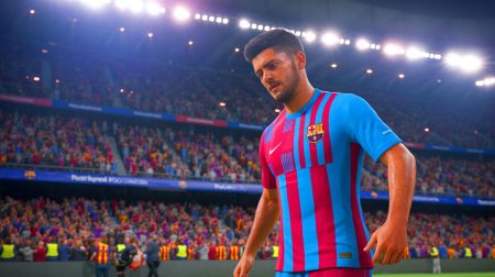 Illustration de Ronald Araujo exprimant sa détermination après l'élimination du FC Barcelone en Ligue des Champions (création par IA, non réaliste). Crédit : Ideogram