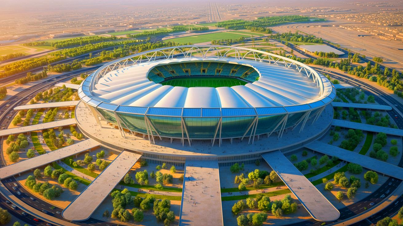La surprise architecturale saoudienne : ce stade futuriste gigantesque va transformer l&rsquo;univers du sport avec sa taille titanesque surpassant le Stade de France
