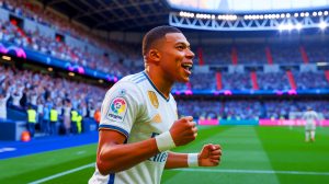 Illustration de Kylian Mbappé battant le record d'Alfredo Di Stefano au Real Madrid. Image réalisée par IA.