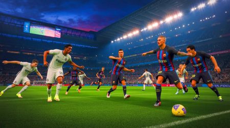 Illustration de l'Inter Milan célébrant sa qualification pour la finale de la Ligue des Champions après un match épique contre le FC Barcelone (création par IA, non réaliste). Crédit : Ideogram