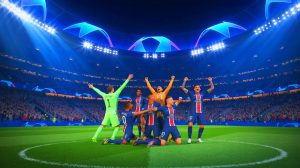 Illustration de la qualification du PSG pour la finale de la Ligue des champions sous la direction de Luis Enrique (création par IA, non réaliste). Crédit : Ideogram