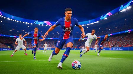 Illustration de l'impact d'Achraf Hakimi sur le PSG et son ascension fulgurante dans le football professionnel (création par IA, non réaliste). Crédit : Ideogram