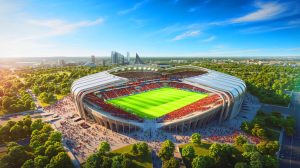 Illustration de la vision conceptuelle du futur stade du PSG à Massy. Image réalisée par IA.