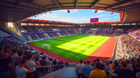 Un rêve monumental de 42 000 places : Damien Comolli révèle ce projet inédit pour faire du Stadium un temple du football moderne et incontournable Illustration de l'ambitieux projet de modernisation des stades de Toulouse sous la direction de Damien Comolli. Image réalisée par IA.