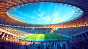 Illustration de la valorisation du stade Vélodrome à un milliard d'euros pour l'Olympique de Marseille. Image réalisée par IA.