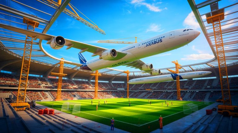 Une métamorphose aérienne inédite : le stade de la Meinau s&rsquo;habille de fuselages d&rsquo;Airbus A340 pour éblouir 32 000 spectateurs passionnés