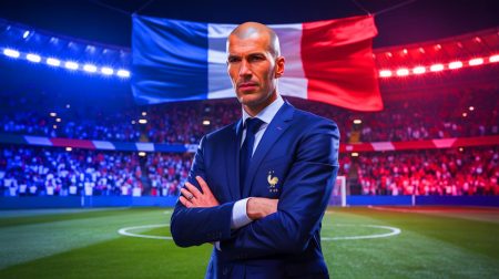 Illustration de Zinédine Zidane en tant que potentiel futur sélectionneur de l'équipe de France. Image réalisée par IA.