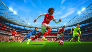 Illustration de la cible d'Arsenal, Eberechi Eze, en action sur le terrain. Image réalisée par IA.