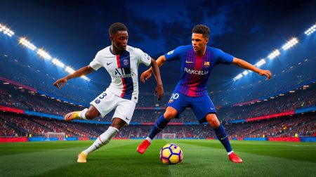 Illustration de la rivalité entre Ousmane Dembélé et Lamine Yamal pour le Ballon d'Or. Image réalisée par IA.