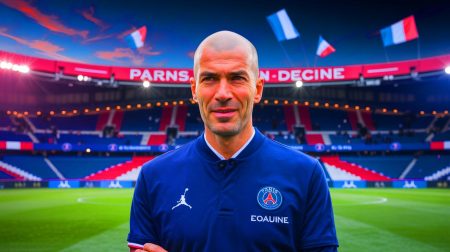 Illustration de Zinedine Zidane portant le maillot de Newcastle United. Image réalisée par IA.