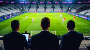 Illustration de la Juventus explorant le marché de la Ligue 1 pour de nouveaux talents. Image réalisée par IA.