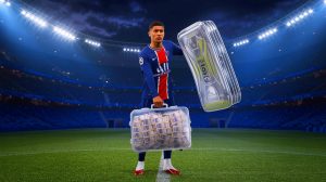 Illustration de Bradley Barcola lors de son transfert au PSG, soutenant l'OL financièrement. Image réalisée par IA.