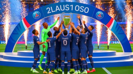 Illustration de la victoire du PSG en finale de la Ligue des Champions contre l'Inter Milan. Image réalisée par IA.