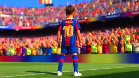 Illustration de Lamine Yamal portant le numéro 10 du FC Barcelone. Image réalisée par IA.