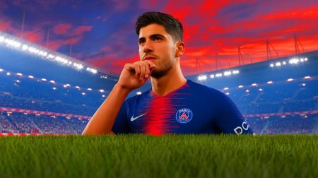 Illustration de Marco Asensio de retour au PSG avec un avenir incertain et un prix de transfert fixé. Image réalisée par IA.