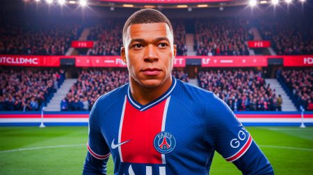 Illustration de Kylian Mbappé envisageant un retour au Paris Saint-Germain. Image réalisée par IA.