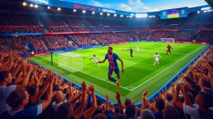 Illustration de la course au Ballon d'Or avec Ousmane Dembélé en vedette. Image réalisée par IA.
