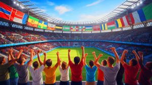 Illustration de l'expansion prévue du Mondial des clubs par la FIFA en 2029. Image réalisée par IA.
