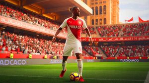 Illustration de Paul Pogba en réflexion sur son avenir entre l'AS Monaco et une offre saoudienne. Image réalisée par IA.