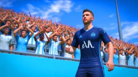 Illustration de l'intérêt croissant de l'Olympique de Marseille pour Aymeric Laporte. Image réalisée par IA.
