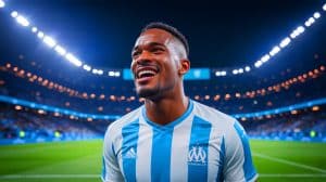 Illustration de Morgan Sanson lors de son transfert à l'Olympique de Marseille. Image réalisée par IA.