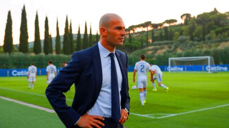 Illustration de Zinedine Zidane recevant une proposition de la Kings League. Image réalisée par IA.