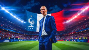 Illustration de Zinedine Zidane potentiellement nommé sélectionneur de l'équipe de France. Image réalisée par IA.