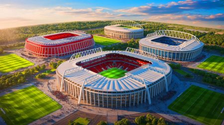 « Ce stade est une œuvre d’art moderne » : découvrez les 10 arènes de football les plus fascinantes au monde qui redéfinissent l’expérience sportive en 2025 Illustration de certains des plus beaux stades de football au monde, générée par intelligence artificielle.