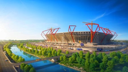« C’est notre dernier coup de maître » : un stade colossal de 60 000 places du PSG prévu à Poissy pour transformer le paysage sportif français Illustration de la potentielle construction du nouveau stade du Paris Saint-Germain à Poissy, générée par intelligence artificielle.