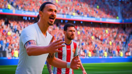 Illustration de Zlatan Ibrahimovic critiquant l'Inter Miami et Lionel Messi, générée par intelligence artificielle.