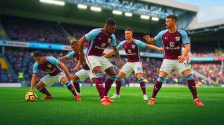 Illustration de la défense historique de Burnley en Championship, créée par intelligence artificielle.