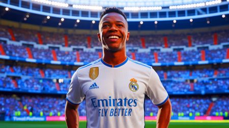 Illustration de Vinicius Junior au Real Madrid, générée par intelligence artificielle.