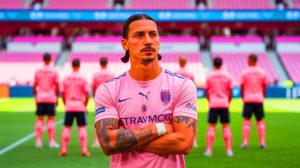Illustration de Zlatan Ibrahimović défendant Lionel Messi après la défaite de l'Inter Miami. Image réalisée par IA.