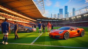 Illustration de la richesse des footballeurs les plus célèbres, générée par intelligence artificielle.