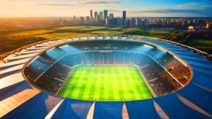 Illustration de l'impact économique et culturel des grands stades sportifs à travers le monde.