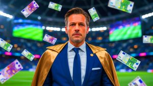 Illustration de l'acquisition des droits de la Coupe du monde des clubs par DAZN. Image réalisée par IA.