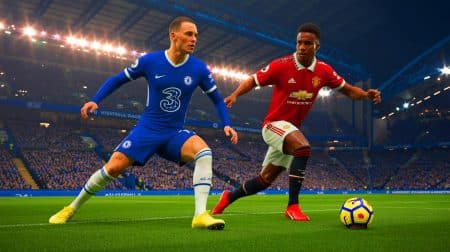 Illustration de la compétition entre Chelsea et Manchester United pour le transfert d'Eduardo Camavinga.