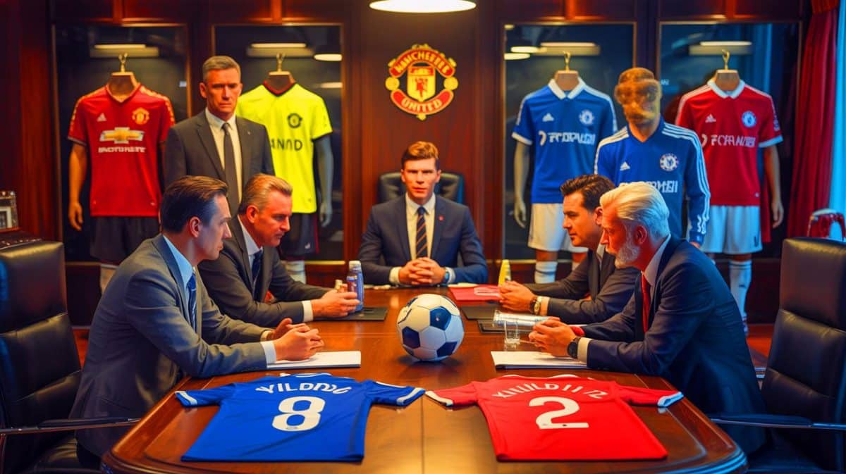 Illustration de la compétition entre Manchester United et Chelsea pour le recrutement de Kenan Yildiz.