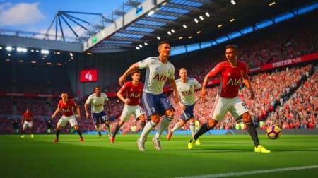 Illustration de la confrontation entre Manchester United et Tottenham Hotspur en Premier League.