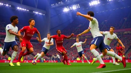 Illustration de l'affrontement entre Liverpool et Tottenham en Premier League.