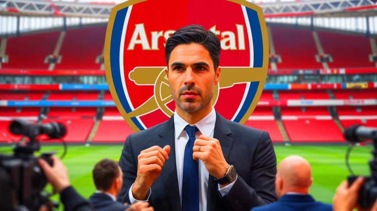 Mikel Arteta : des nouvelles rassurantes sur les blessures de Rice et Timber, l’espoir renaît pour Arsenal Illustration de Mikel Arteta discutant des états de forme de Declan Rice et Jurrien Timber avant le match contre Wolverhampton.